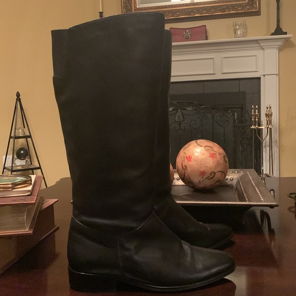 Hunt Club Black Leather Mid Calf Casual Boots Almond Toes Low Heels. Size 9M - Picture 9 of 14